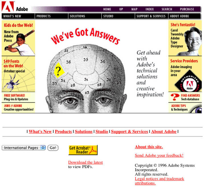 adobe website 1996